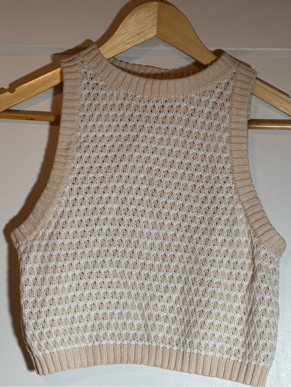 Crochet Checkered High Neck Sweater Tank Top Cream Pink Future Collective Target